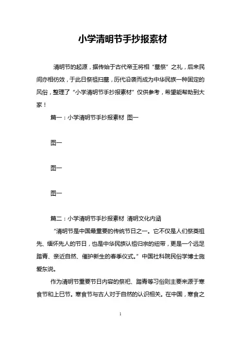 小学清明节手抄报素材