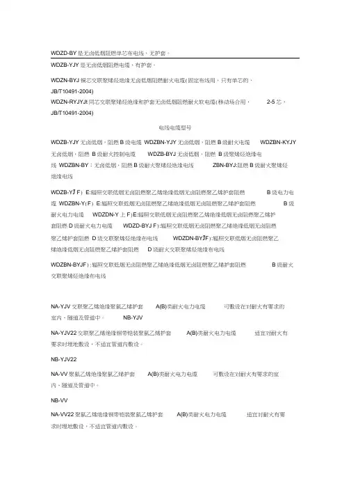 字母名称代表电线电缆