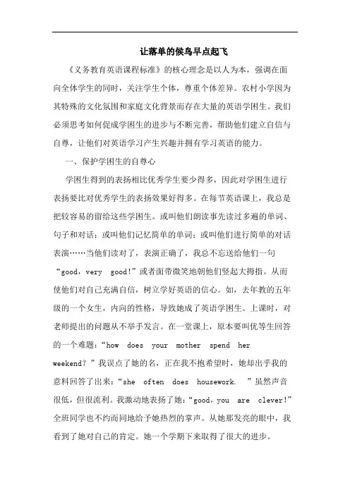 让落单的候鸟早点起飞
