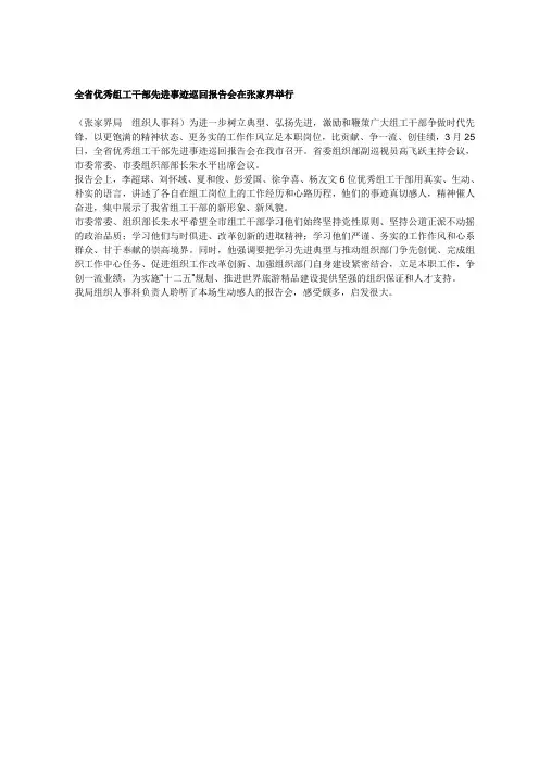 优秀组工干部先进事迹报告会