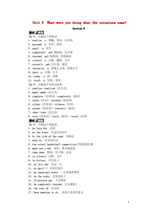 八年级英语下册Unit5WhatwereyoudoingwhentherainstormcameSectionB听读本(新)人教新目标