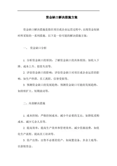 资金缺口解决措施方案