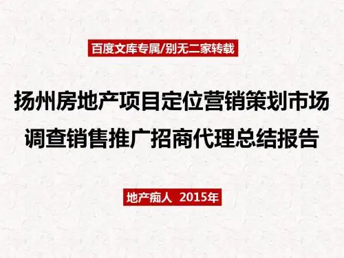 2015年扬州房地产项目定位营销策划市场调查销售推广招商代理总结报告