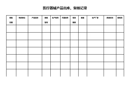 医疗器械产品出库、复核记录