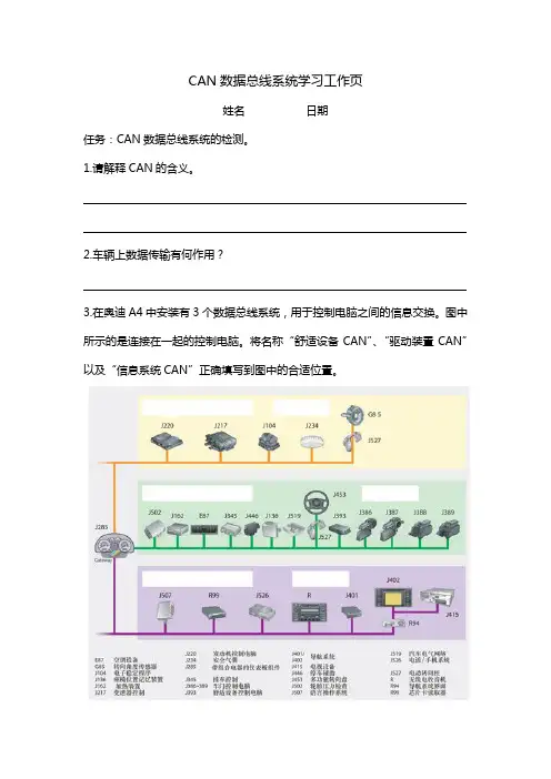 汽车电气系统故障工作页