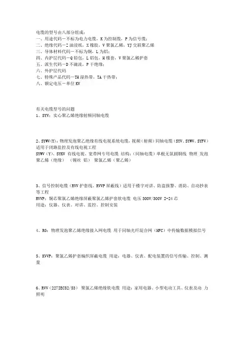 电缆型号标准