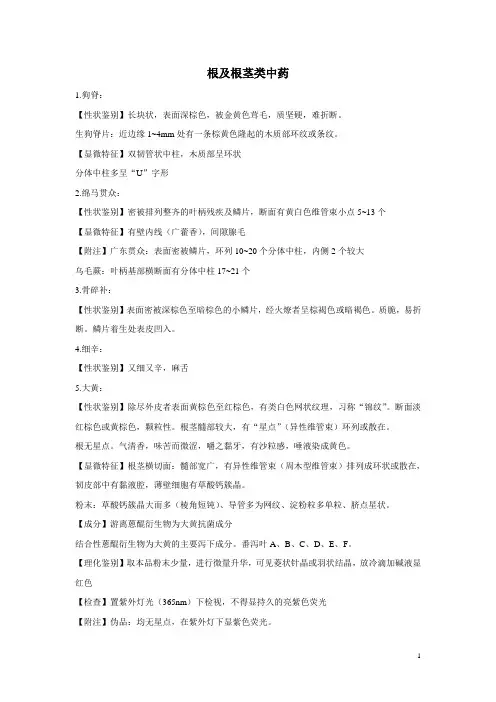 【中鉴资料】实验药材鉴定(总结)
