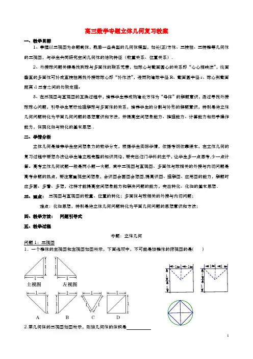高中数学《立体几何》高考专题复习
