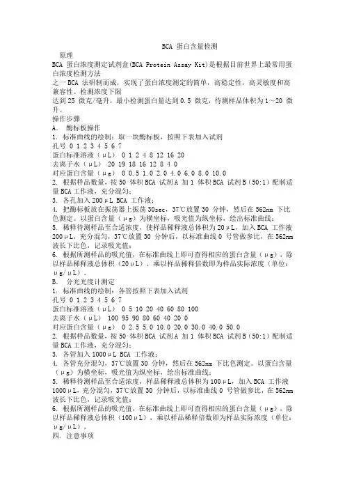 BCA法测定总蛋白