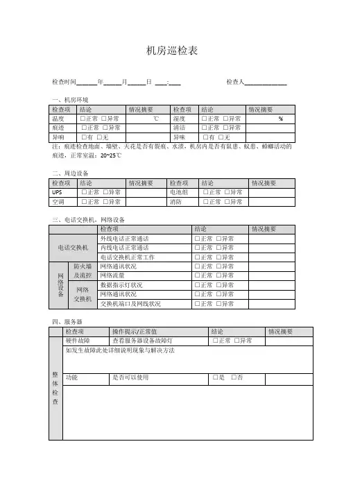 (完整版)机房巡检表