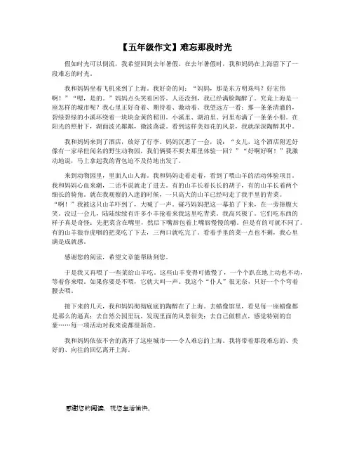 【五年级作文】难忘那段时光