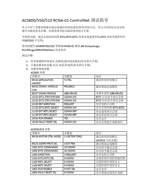 ACS800_550_510RCNA-01 ControlNet调试指导