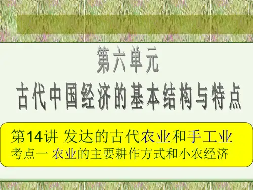 中国古代业主要耕作方式和小农经济