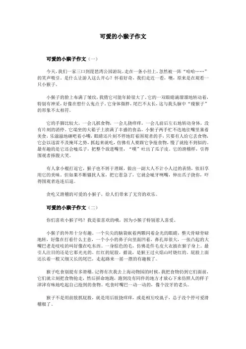 可爱的小猴子作文 2