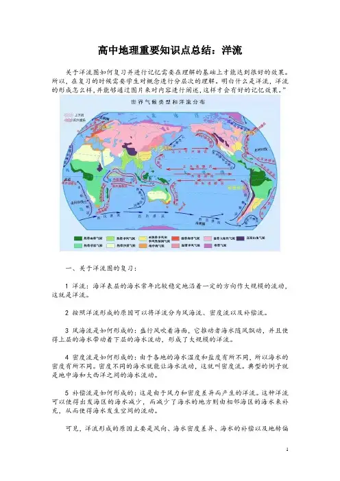 高中地理重要知识点总结：洋流