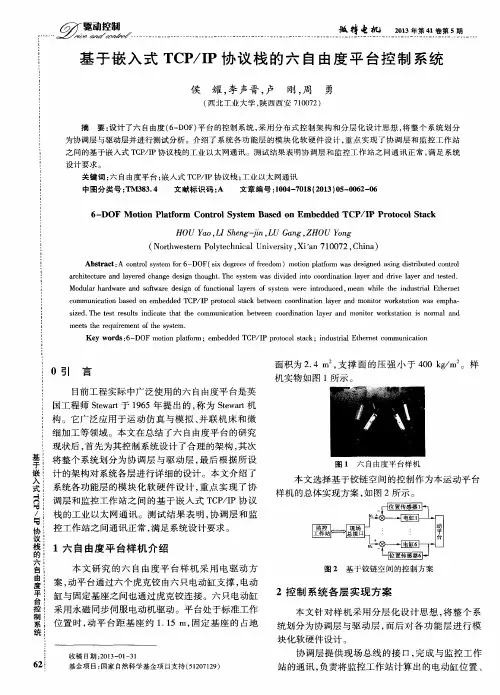 基于嵌入式TCP／IP协议栈的六自由度平台控制系统