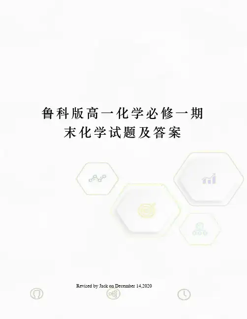 鲁科版高一化学必修一期末化学试题及答案