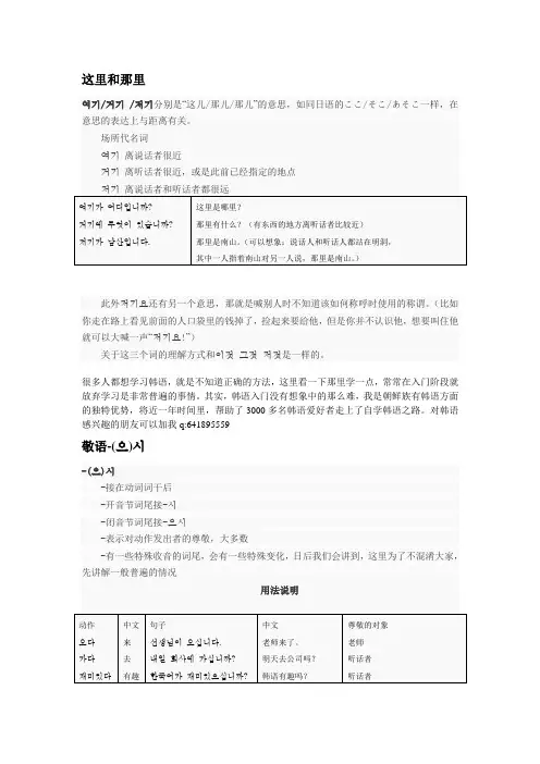 韩语初级语法讲解