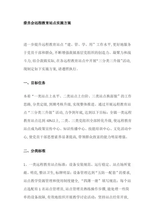 委员会远程教育站点实施方案