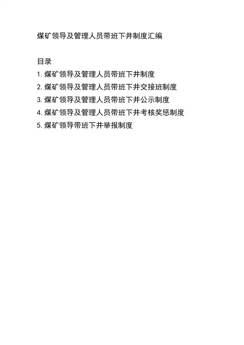 煤矿领导及管理人员带班下井制度汇编