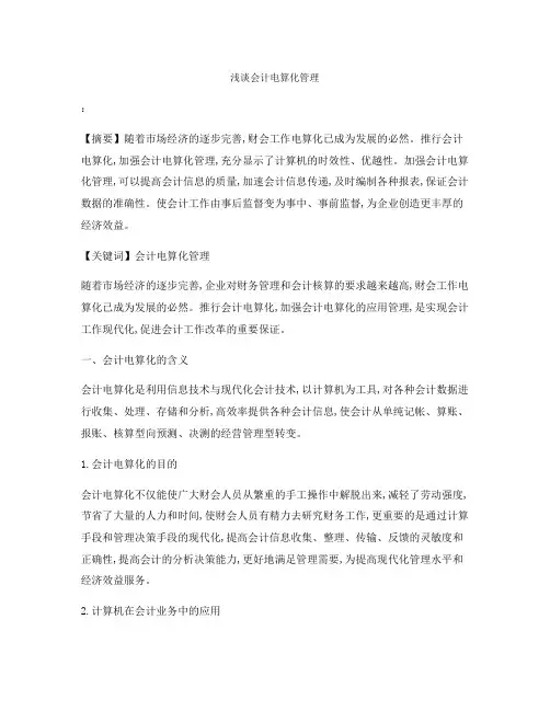 浅谈会计电算化管理