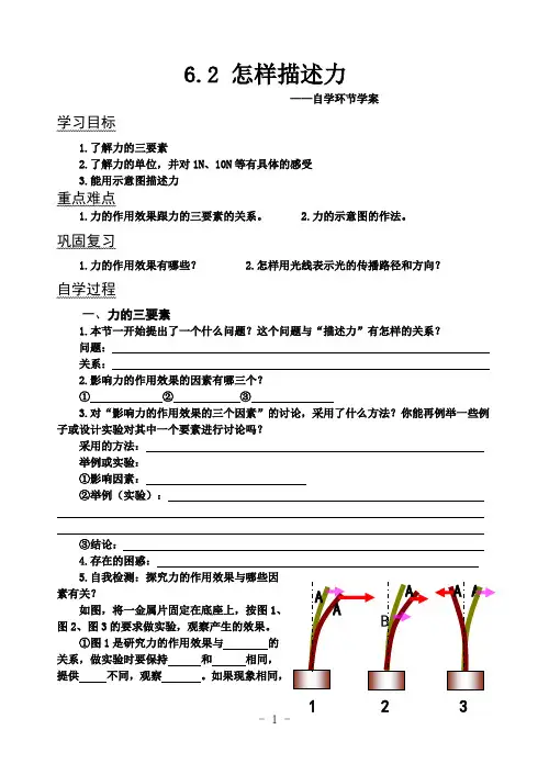初中物理《怎样描述力》教学案