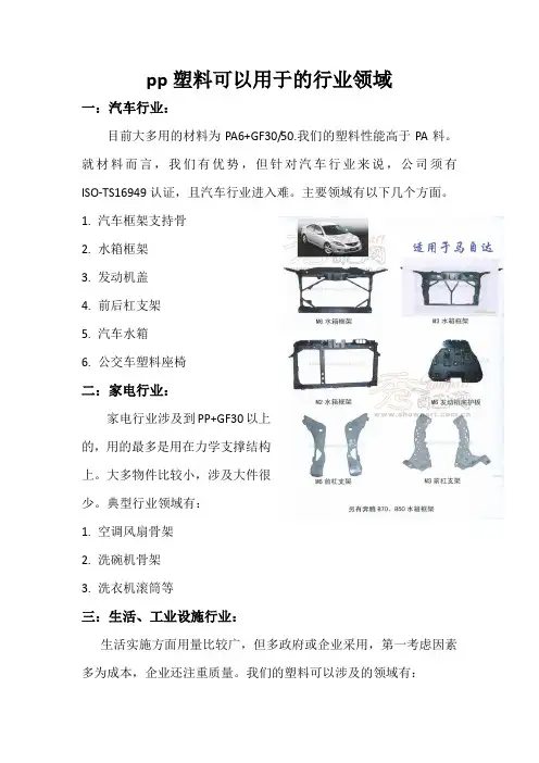改性pp材料可用于领域