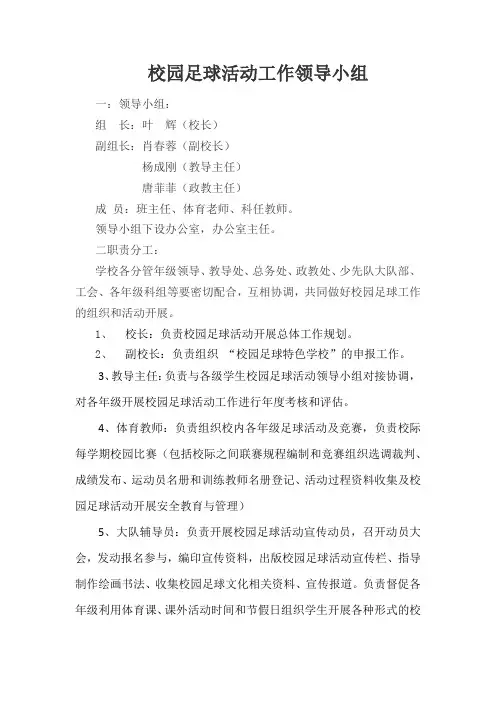 校园足球活动工作领导小组