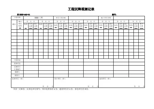 工程沉降观测记录(样表)