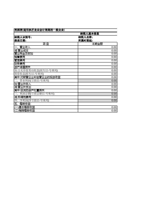 企业会计准则利润表月报