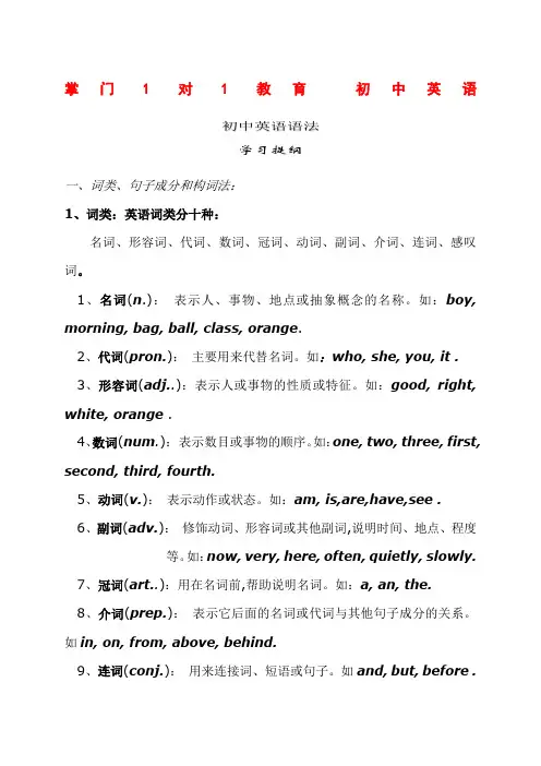 人教版初中英语语法大全16148