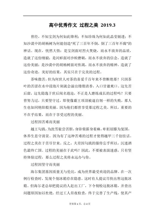 高中优秀作文过程之美