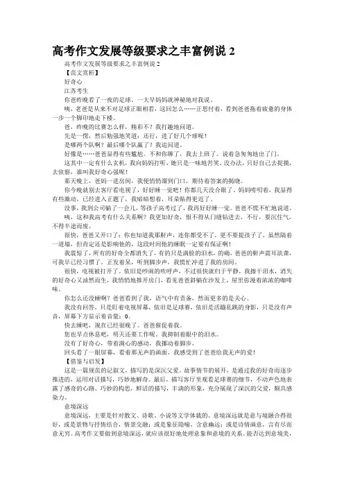 高考作文发展等级要求之“丰富”例说2