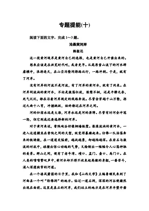 2019版高考总复习语文文档：第三部分 专题二 文学类文本阅读 专题提能(十) Word版含解析