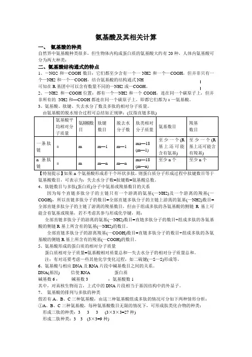 氨基酸及其相关计算