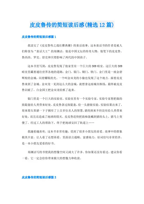皮皮鲁传的简短读后感(精选12篇)