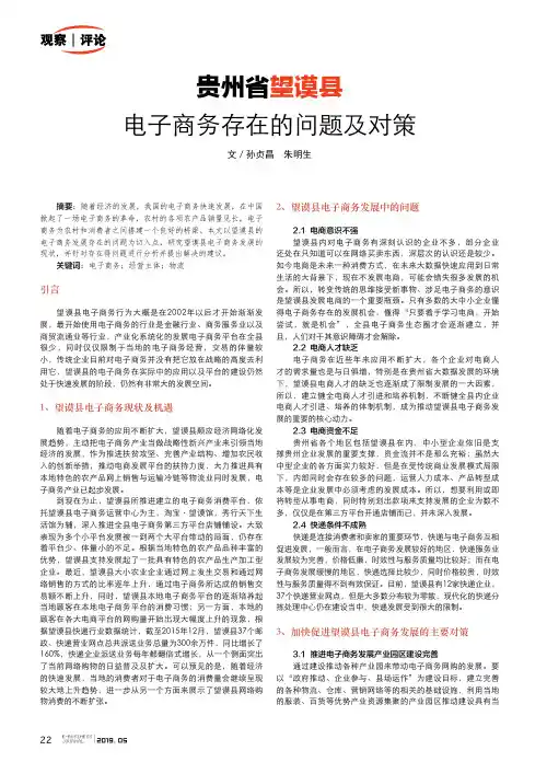 贵州省望谟县电子商务存在的问题及对策