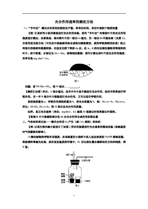 人教高中生物必修一第五章第四节-光合作用速率的测定方法