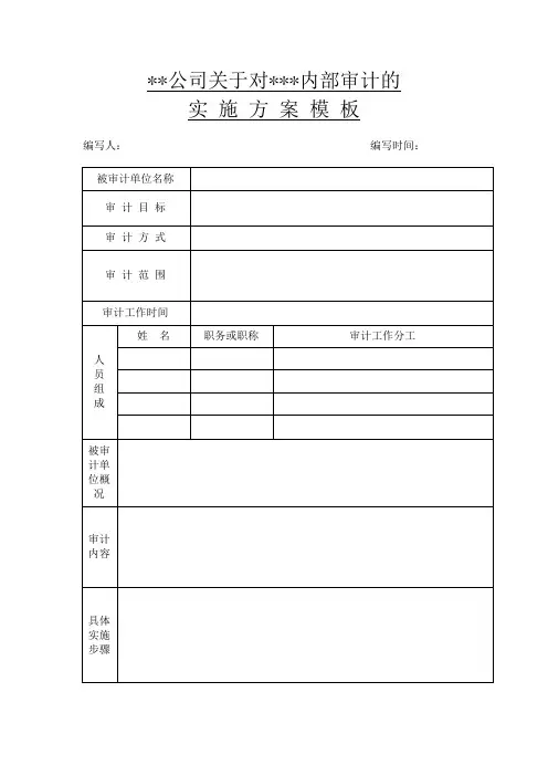 内部审计实施方案模板