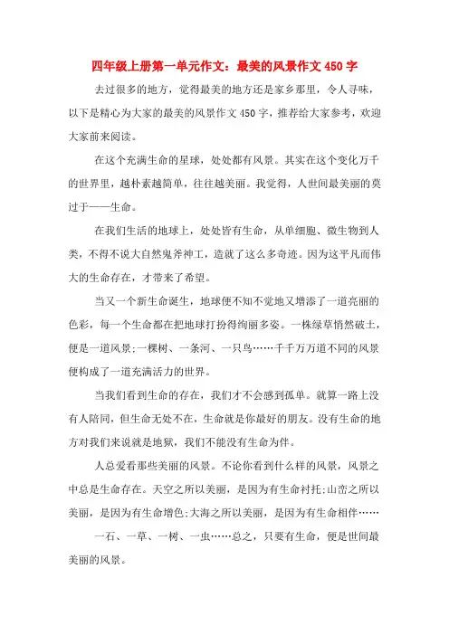 四年级上册第一单元作文：最美的风景作文450字