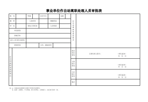 635352217597511250事业单位自动离职人员审批表