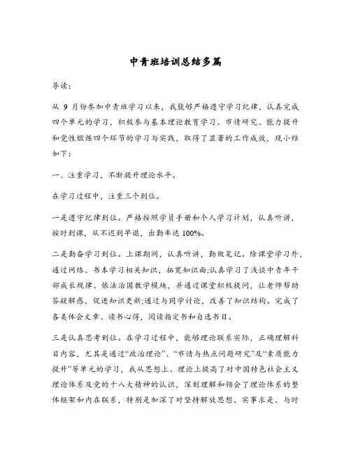 中青班培训总结多篇
