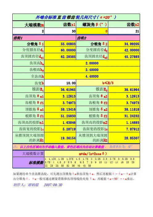 标准直齿锥齿轮计算公式