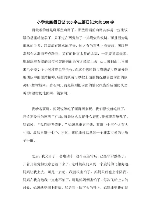 小学生寒假日记300字三篇日记大全100字