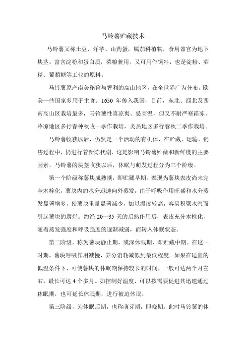马铃薯贮藏技术