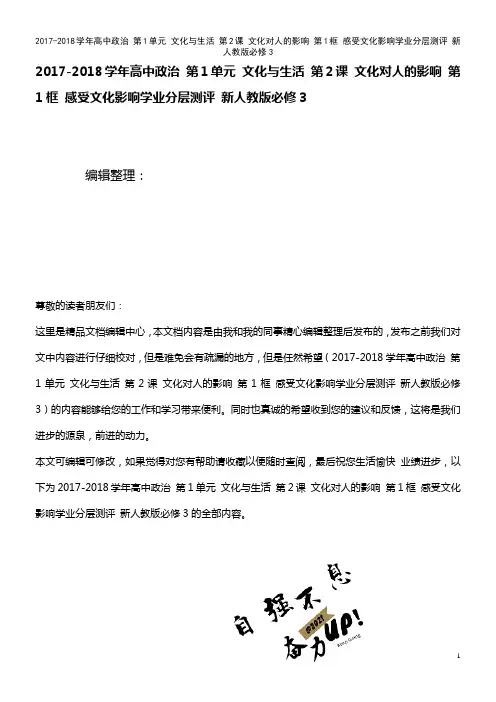 高中政治 第1单元 文化与生活 第2课 文化对人的影响 第1框 感受文化影响学业分层测评 新人教版