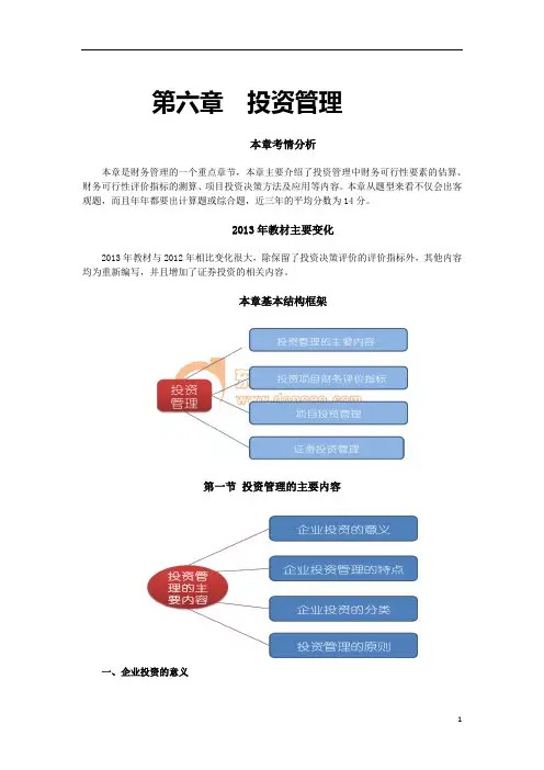 2013中级会计财务管理课件    第六章  投资管理(完整版)