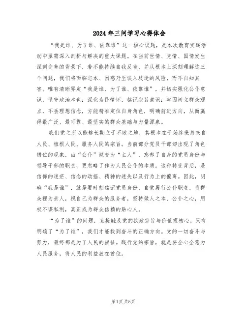 2024年三问学习心得体会（3篇）