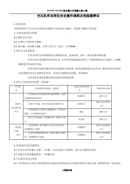 空压机作业岗位安全操作规程及危险源辨识 2
