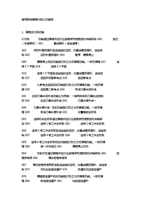 数控NC代码及解释
